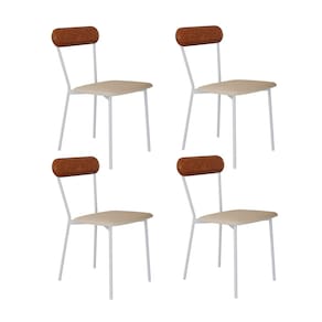 Cadeira Fixa Estofada Vintage Emília com 4 Unidades Areia/Caramelo/Branco Fosco