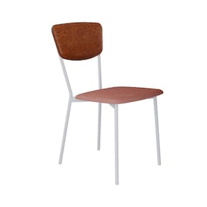 Cadeira Fixa Estofada Vintage Retrô Tulipa Rosê/Caramelo/Branco Fosco