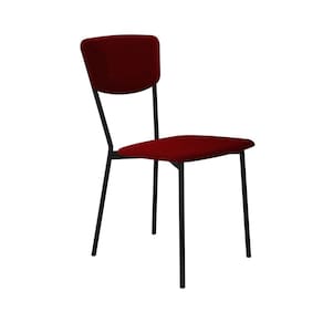 Cadeira Fixa Estofada Vintage Retrô Vermelho Vinho/Preto Fosco