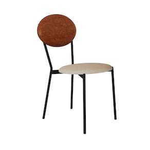 Cadeira Fixa Estofada Vintage Elipse Areia Light/Caramelo/Preto Fosco
