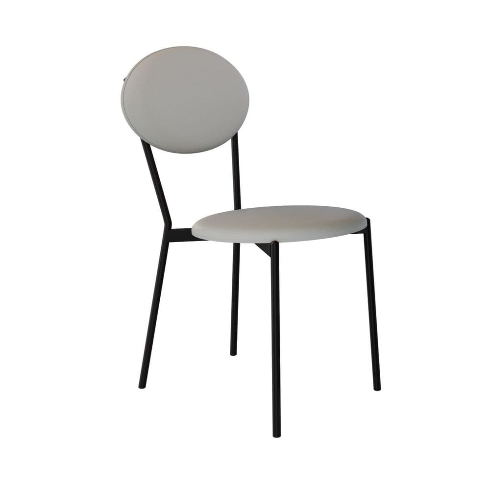 Cadeira Fixa Estofada Vintage Elipse Saturno Off White/Preto Fosco