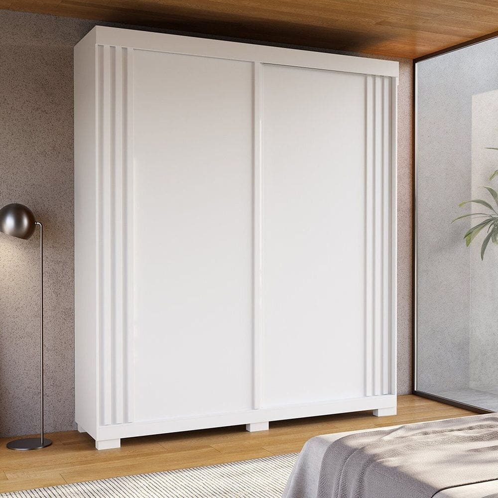 Guarda-Roupa Casal 180cm 2 Portas Freesia Espresso Móveis Branco