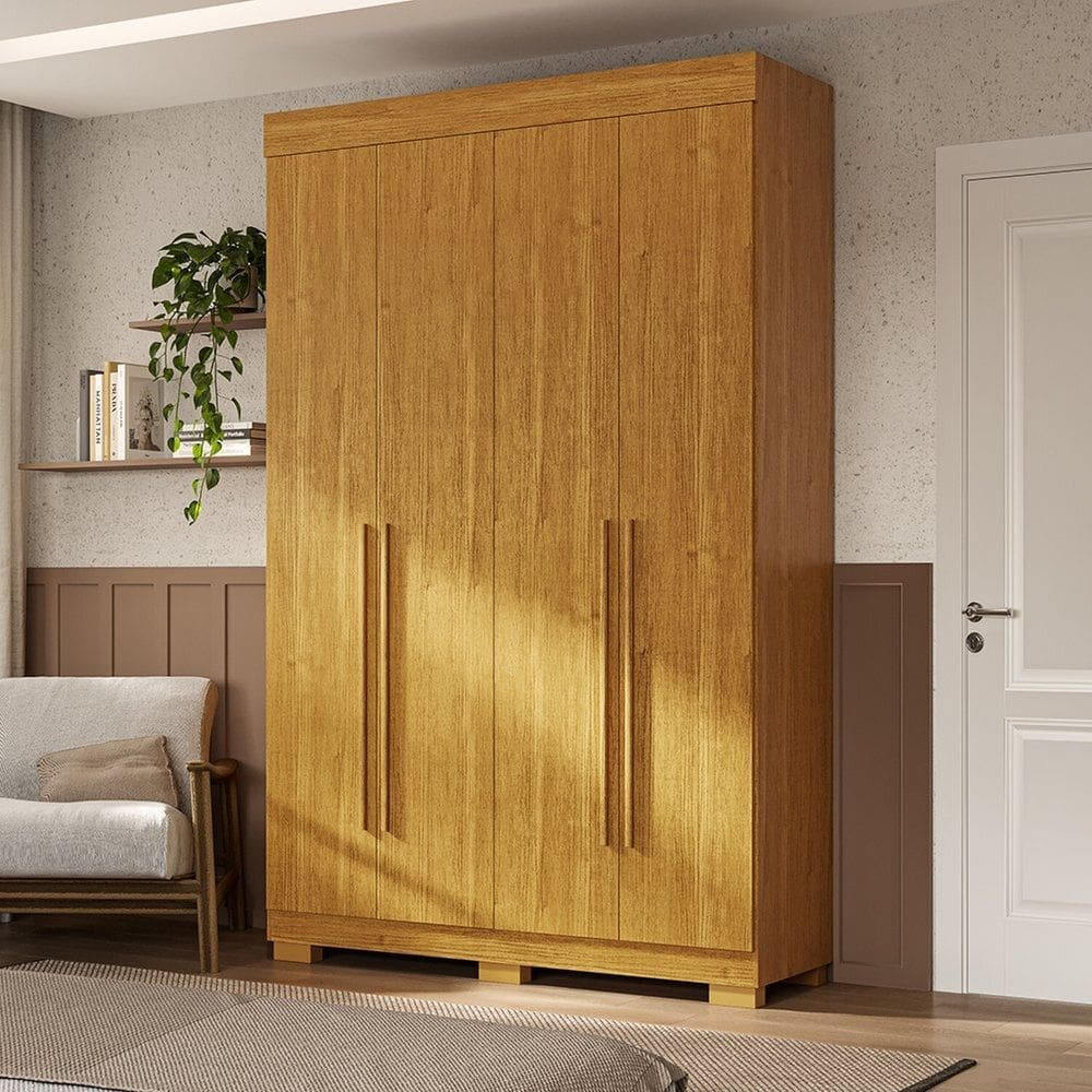 Guarda-Roupa Casal 133cm 4 Portas Willow Espresso Móveis Cinamomo