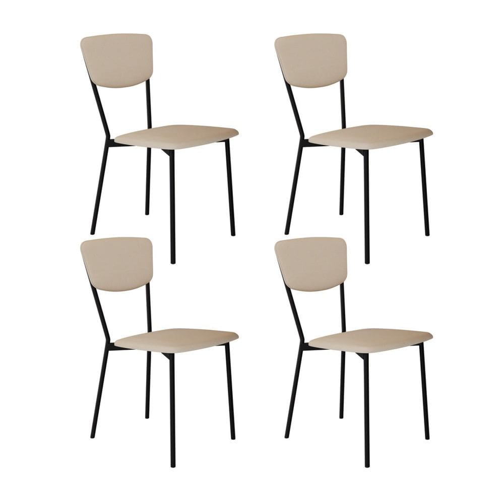 Cadeira Fixa Estofada Vintage Retrô com 4 unidades Areia/Preto