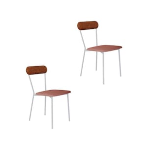 Cadeira Fixa Estofada Vintage Emília com 2 unidades Rose/Caramelo/Branco