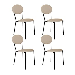 Cadeira Fixa Estofada Vintage Elipse com 4 Unidades Areia Light/Preto Fosco