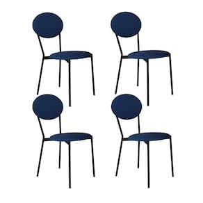 Cadeira Fixa Estofada Vintage Elipse com 4 Unidades Azul/Preto Fosco