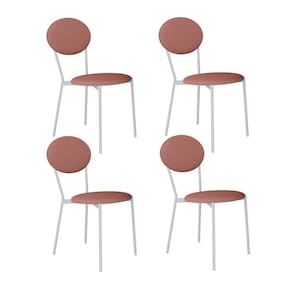 Cadeira Fixa Estofada Vintage Elipse com 4 unidades Rosê/Branco