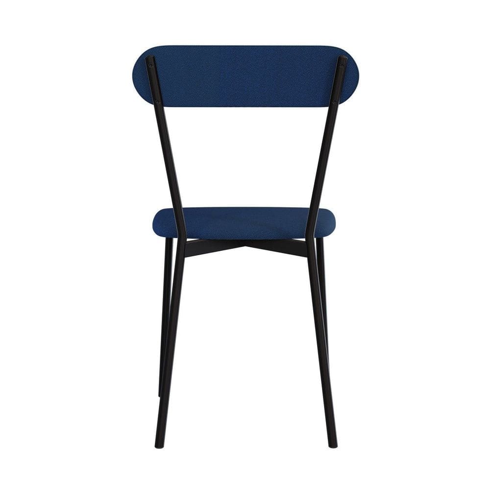 Cadeira Fixa Estofada Vintage Emília com 2 unidades Azul/Preto