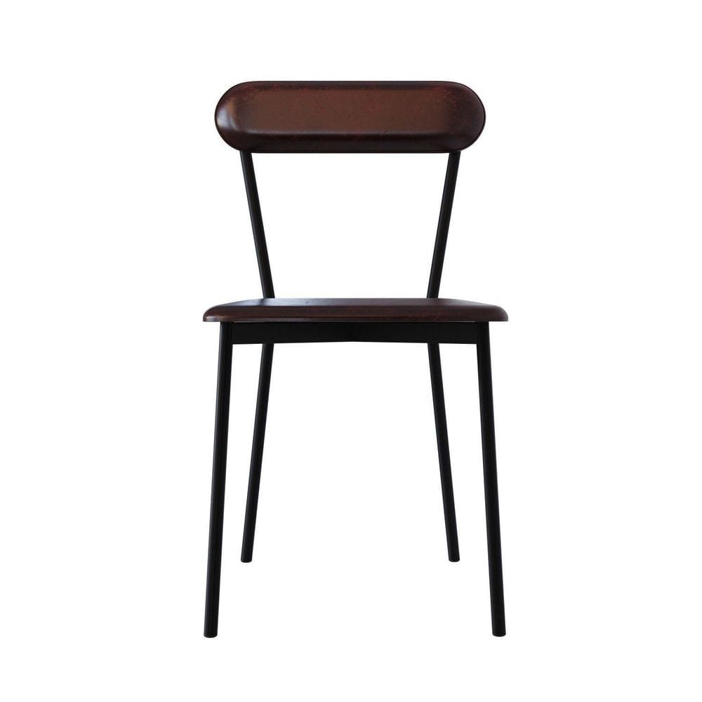 Cadeira Fixa Estofada Vintage Emília com 2 unidades Café/Preto