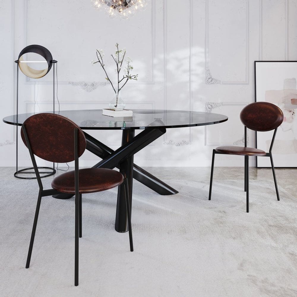 Cadeira Fixa Estofada Vintage Elipse com 4 unidades Café/Preto Fosco
