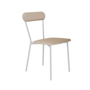 Cadeira Fixa Estofada Vintage Emília Areia Light/Branco Fosco