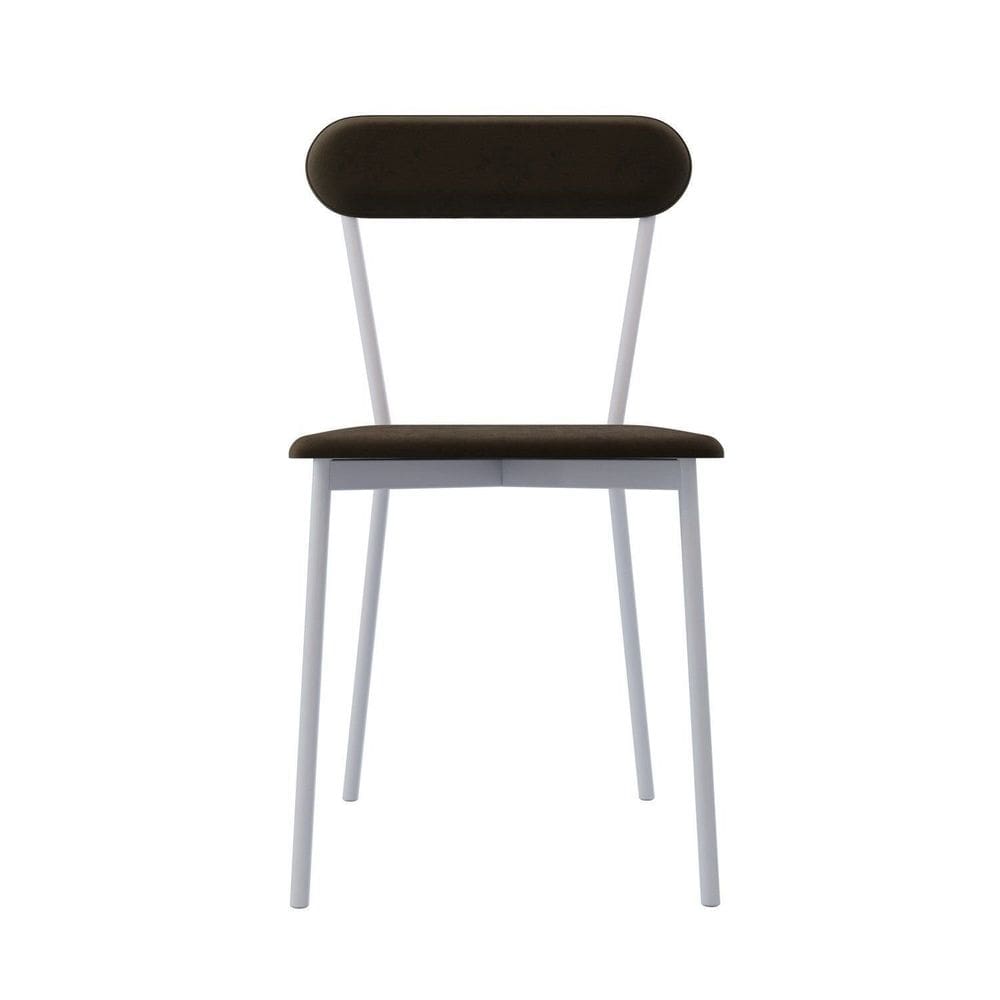 Cadeira Fixa Estofada Vintage Emília com 2 unidades Branco/Preto