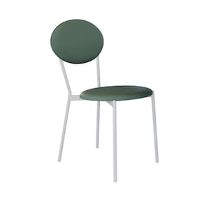 Cadeira Fixa Estofada Vintage Elipse Urano Verde Sálvia/Branco Fosco