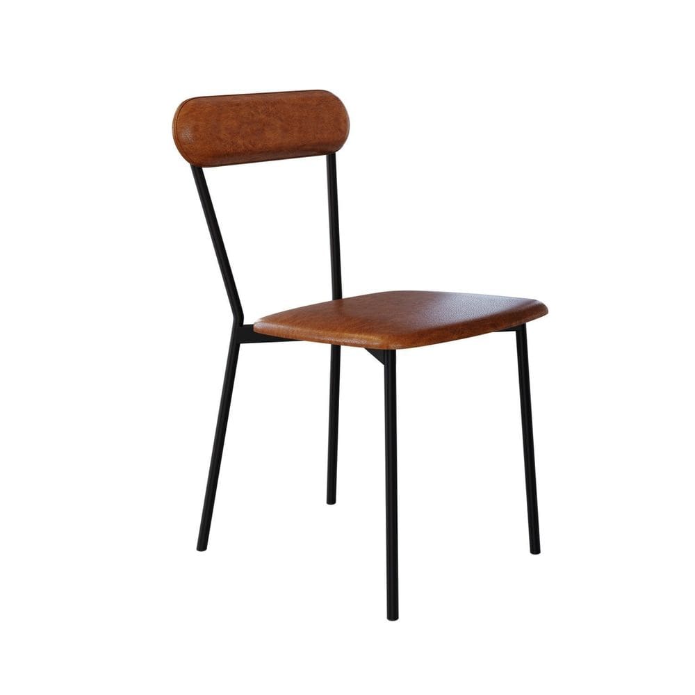 Cadeira Fixa Estofada Vintage Emília Caramelo/Preto