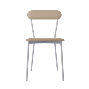Cadeira Fixa Estofada Vintage Emília com 2 unidades Areia/Branco