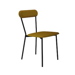 Cadeira Fixa Estofada Vintage Emília Mostarda/Preto