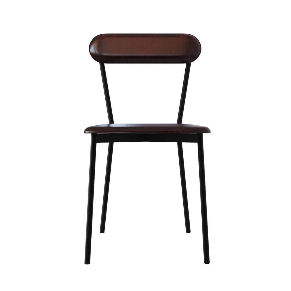 Cadeira Fixa Estofada Vintage Emília com 4 unidades Café/Preto