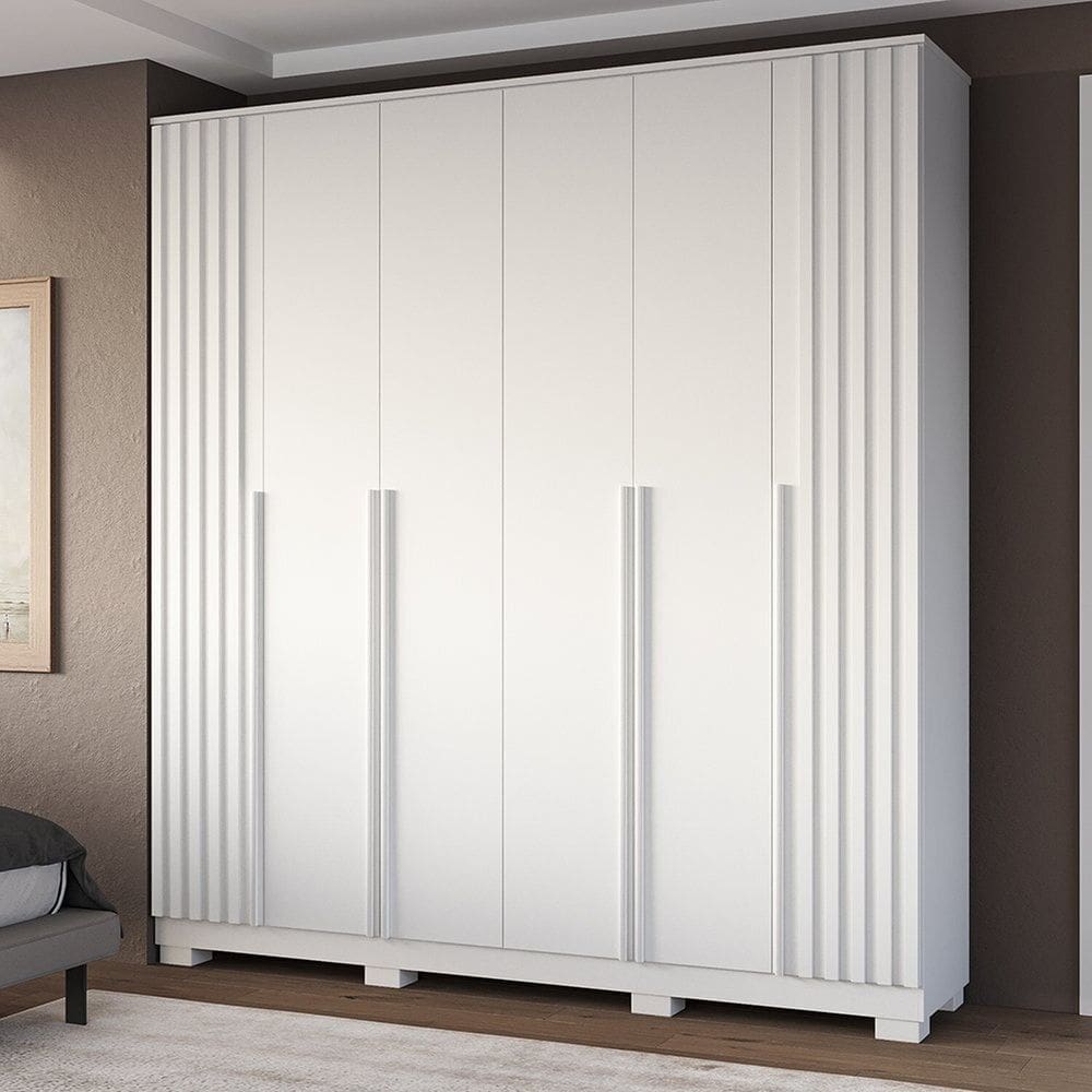 Guarda-Roupa Casal 205,2cm 6 Portas 100% MDF Petunia Espresso Móveis Branco