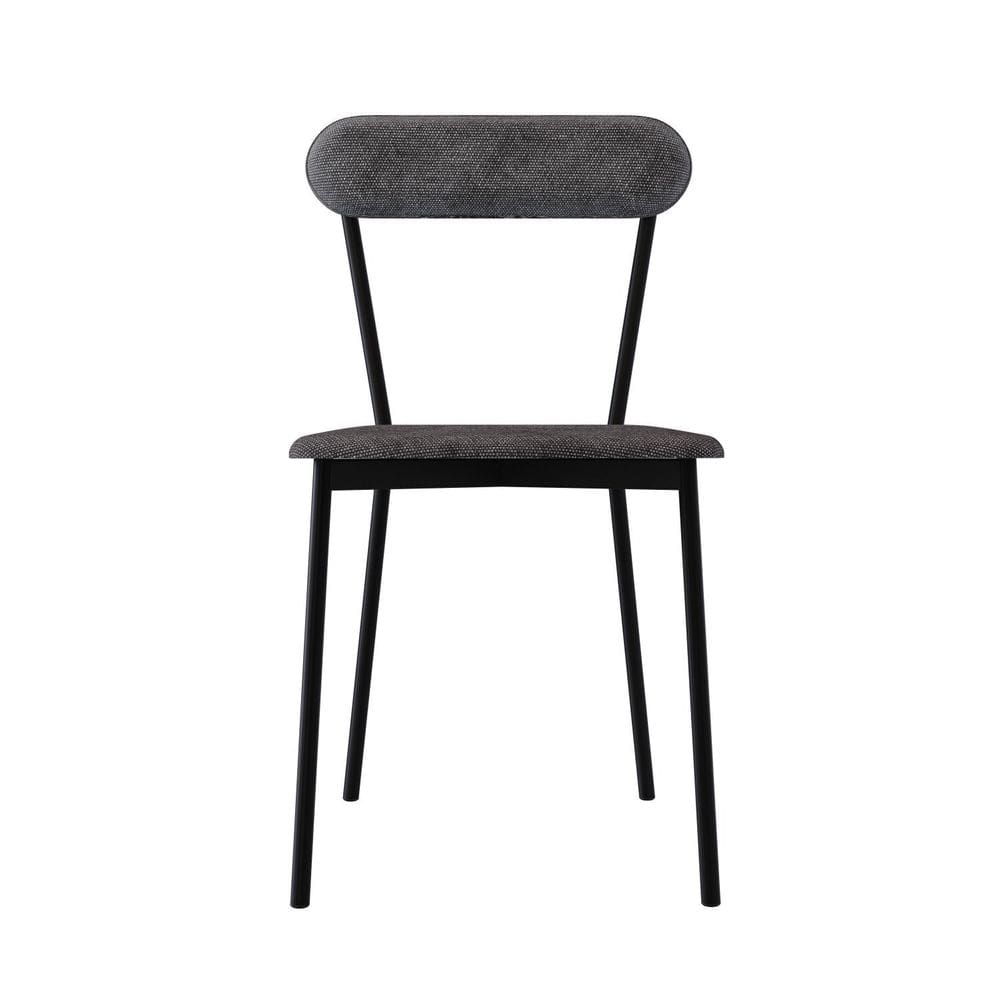 Cadeira Fixa Estofada Vintage Emília com 4 unidades Cinza/Preto