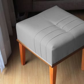 Puff Quadrado para Sala de Decorativo Modelo Hikaris Cinza