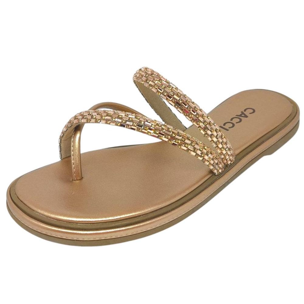 Chinelo Feminino Rasteira Tira Strass Conforto Moderno Cacci