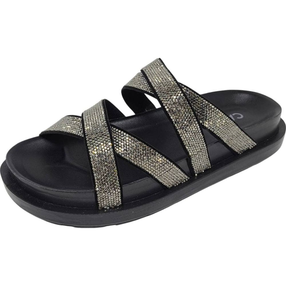 Chinelo Feminino Flatform Tiras Strass Conforto Cacci