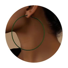 Par de Brincos Argola Verde Grande Chique Feminino Tendência