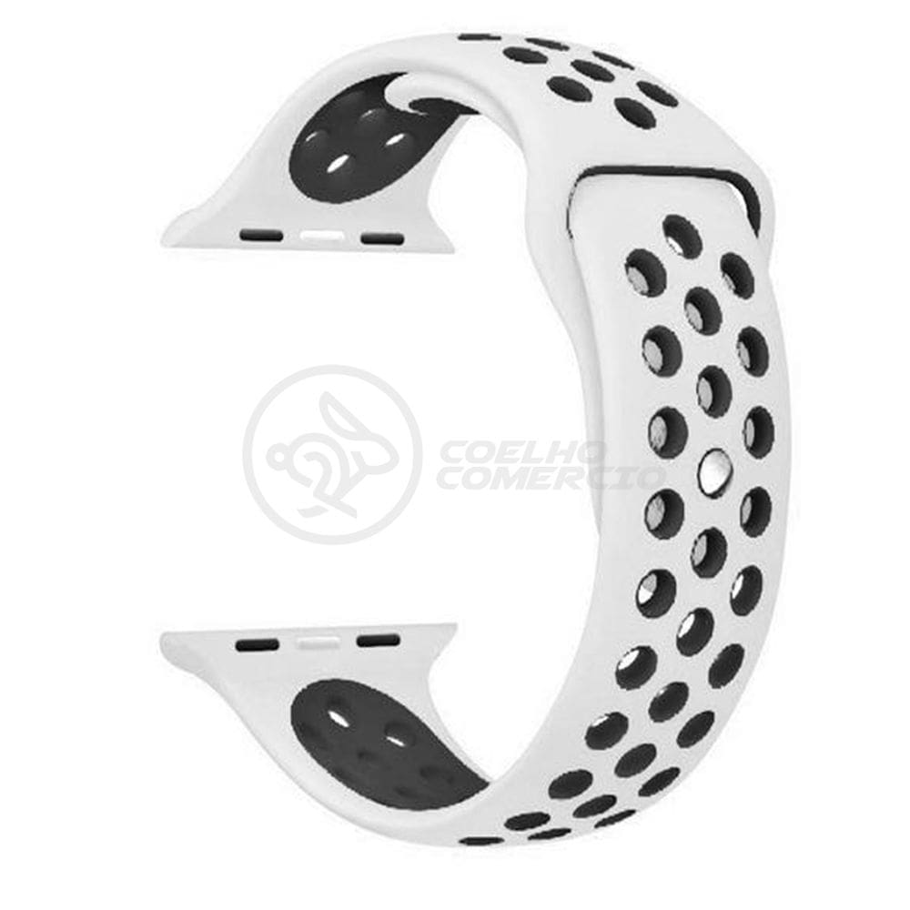 Pulseira Silicone para IWO Smartwatch 42mm e 44mm Sport - Branco e Preto