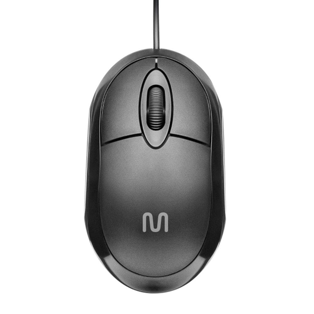 Mouse com Fio Classic 1200DPI Cabo de 120cm 3 Botões Preto Multi (Multilaser) - MO300