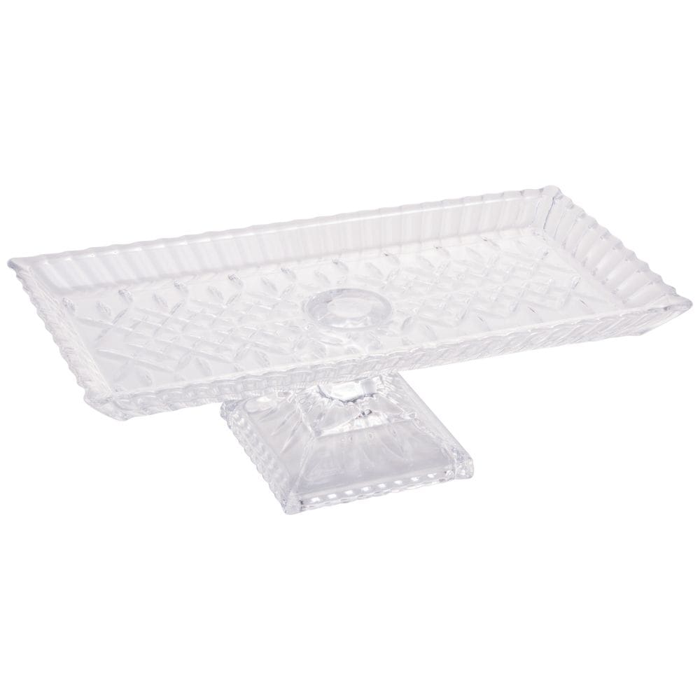 Travessa Retangular de Cristal C/Pé Lys Transparente 34x17cm Wolff