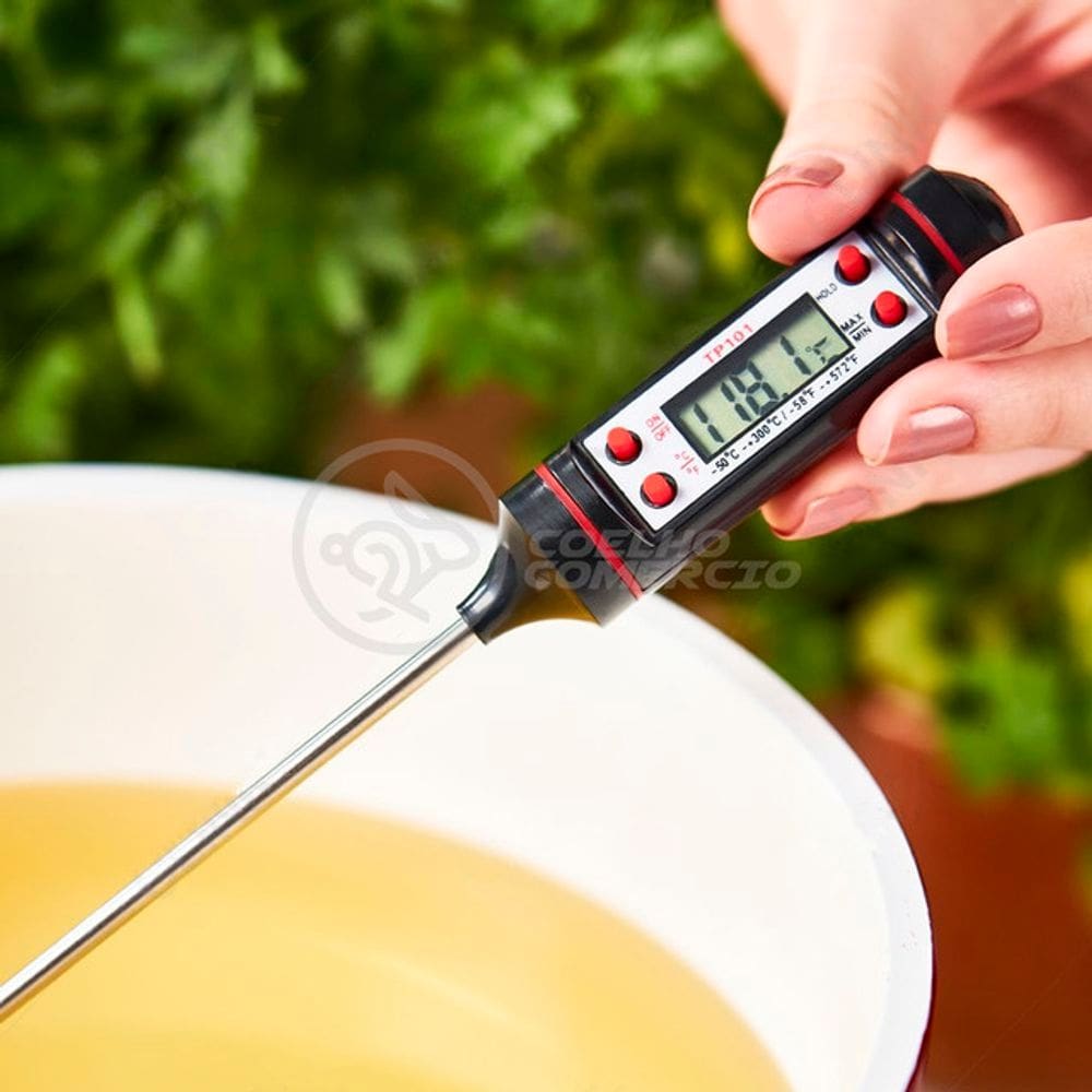 Termômetro Culinário Cozinha Digital com Espeto Alimentos e Líquidos Mede -50ºC a +300ºC