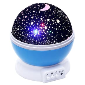 Luminária Projetor Abajur Estrelas Galáxia Universo Céu Criança Rotativa 360 - Azul