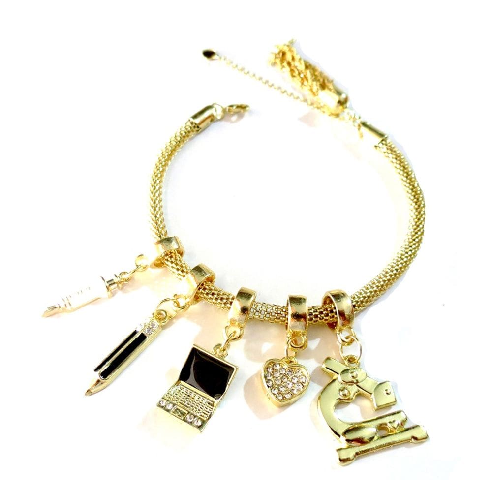 Pulseira Biomedicina Berloques Diversos Folheado 18k