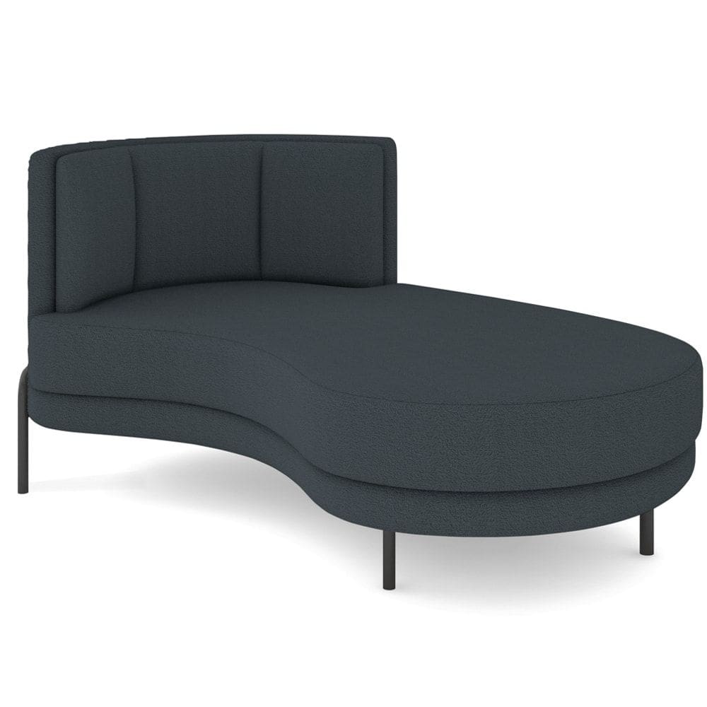 Chaise Longue Divã 164cm Braço Esquerdo Logus D06 Bouclê Chumbo - Mpozenato