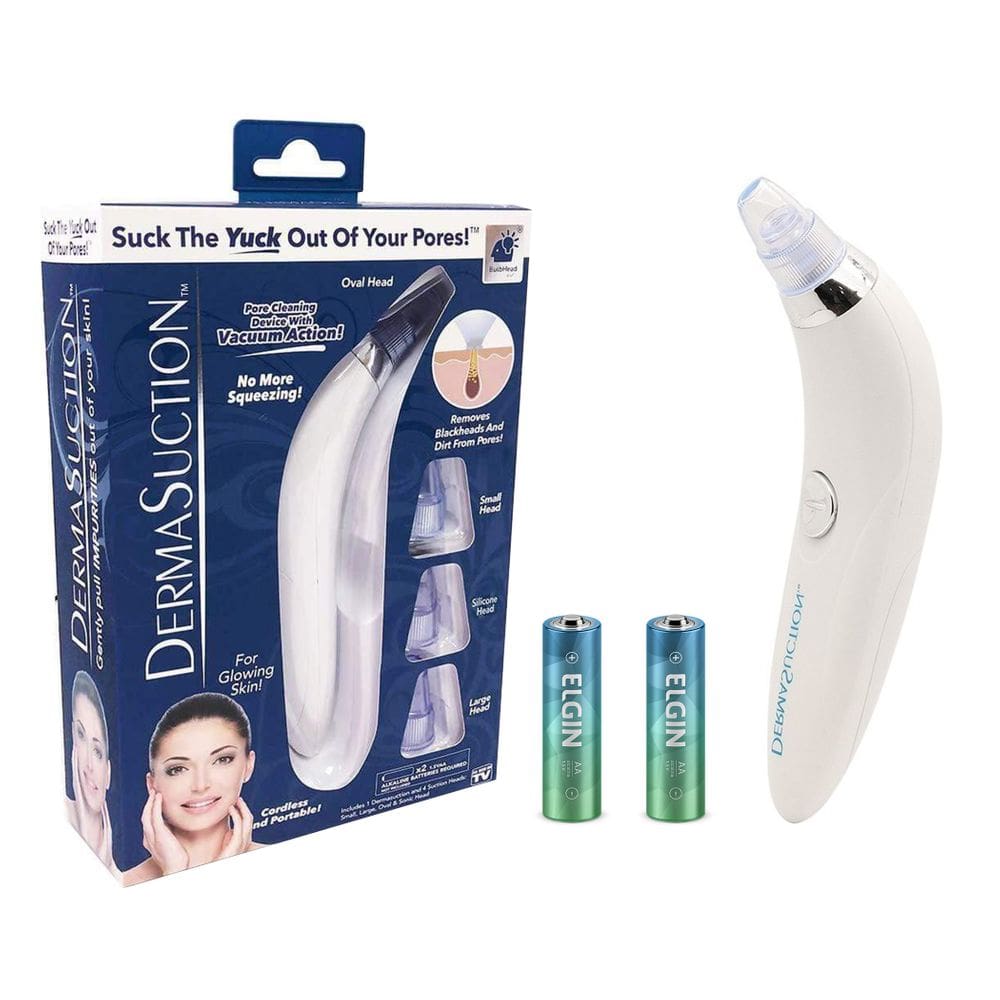 Kit 1 Aparelho para Limpeza Facial Removedor de Cravos e Espinhas à Pilha DermaSuction + 2 Pilhas AA