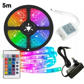 Fita Led Rgb 5M Brilho Luz Colorida Neon Efeitos Controle