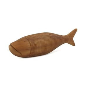 Escultura Decorativa Peixe Sardinha Amadeirado em Poliresina 6x21cm Mart