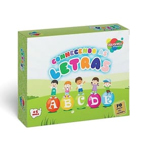 Jogo Infantil Conhecendo as Letras do Alfabeto 70 Peças em Madeira - Aquarela Brinquedos