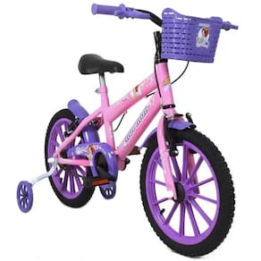 Bicicleta Infantil Free Action Aro 16 V-brake Kiss Com Cesta e Rodinhas
