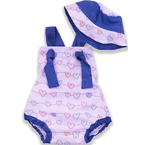 Jardineira Banho de sol bebê Menina+ chapéu de Praia Romper