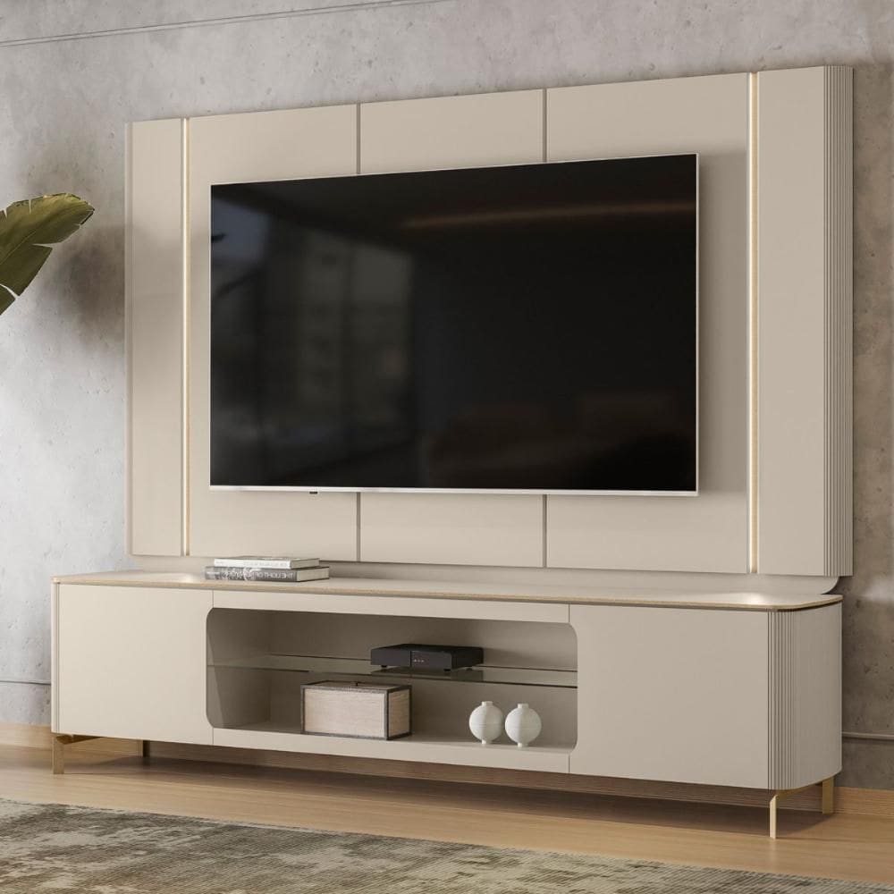 Conjunto Painel e Rack Copenhague Off White