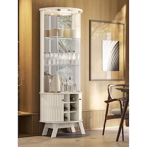 Cristaleira Marina com Adega e Prateleira Iluminadas com Led Calacata Off White Madetec