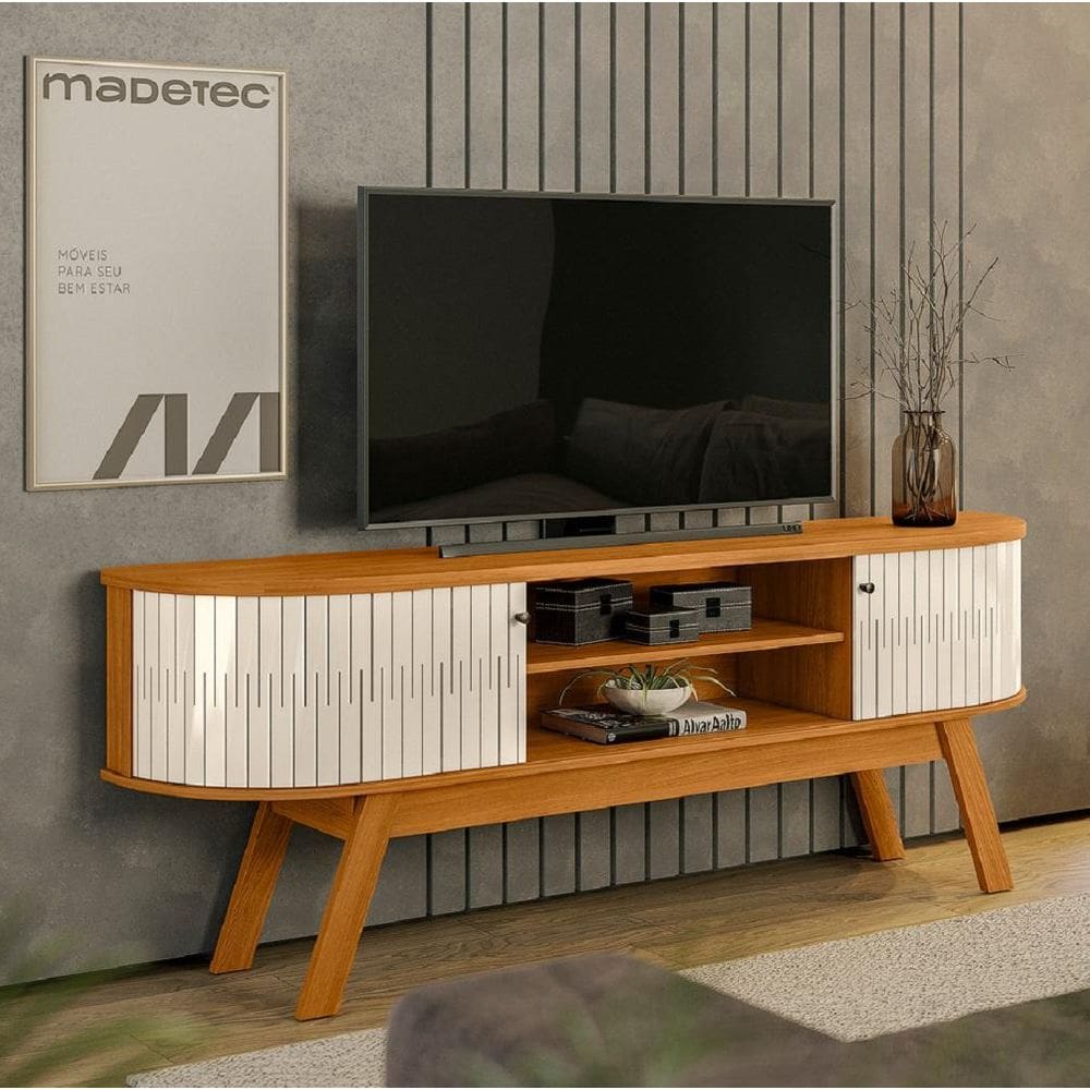 Rack Bancada Valência Para TVs até 75 Polegadas Cinamomo Off White Madetec