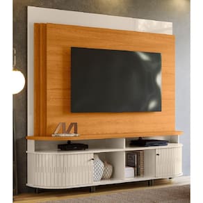 Estante Home Theater Daytona para TV até 65 Polegadas Cinamomo Off White  Madetec