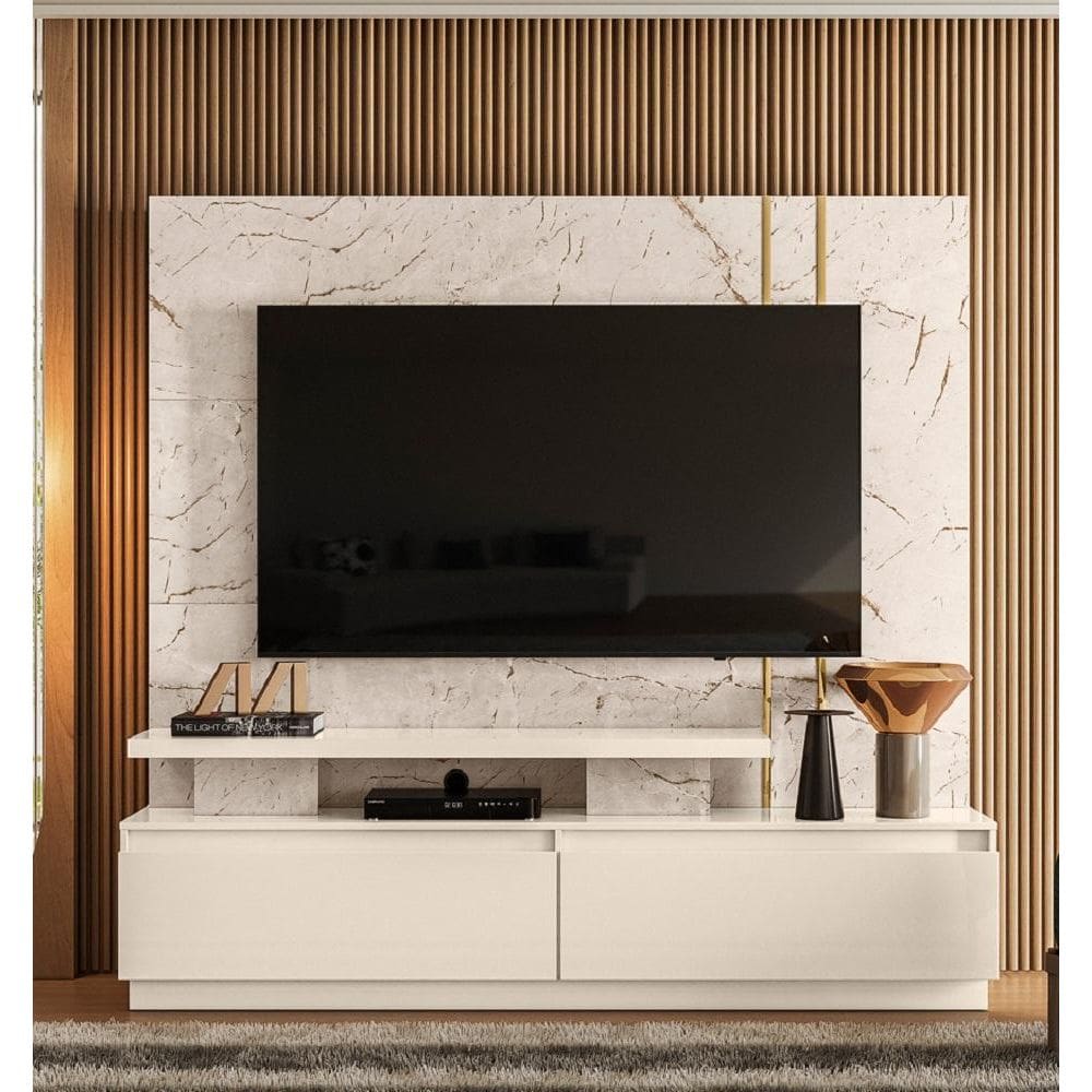 Home Theater New Apolo Para TVs até 75 Polegadas Calacata Off White Madetec