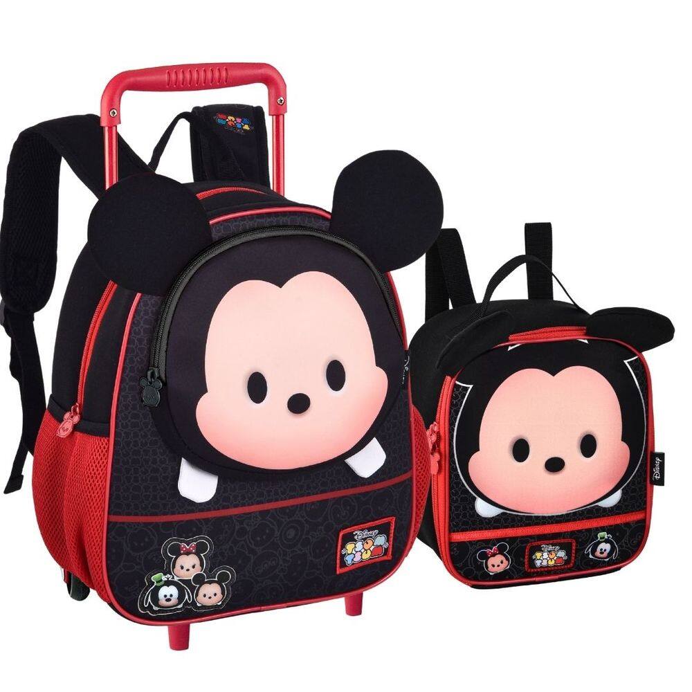 Kit Mochila Rodinha Lancheira Creche Tsum Tsum Mickey Mouse
