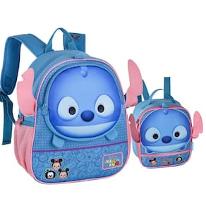 Kit Mochila e Lancheira Creche Infantil Tsum Tsum Stitch