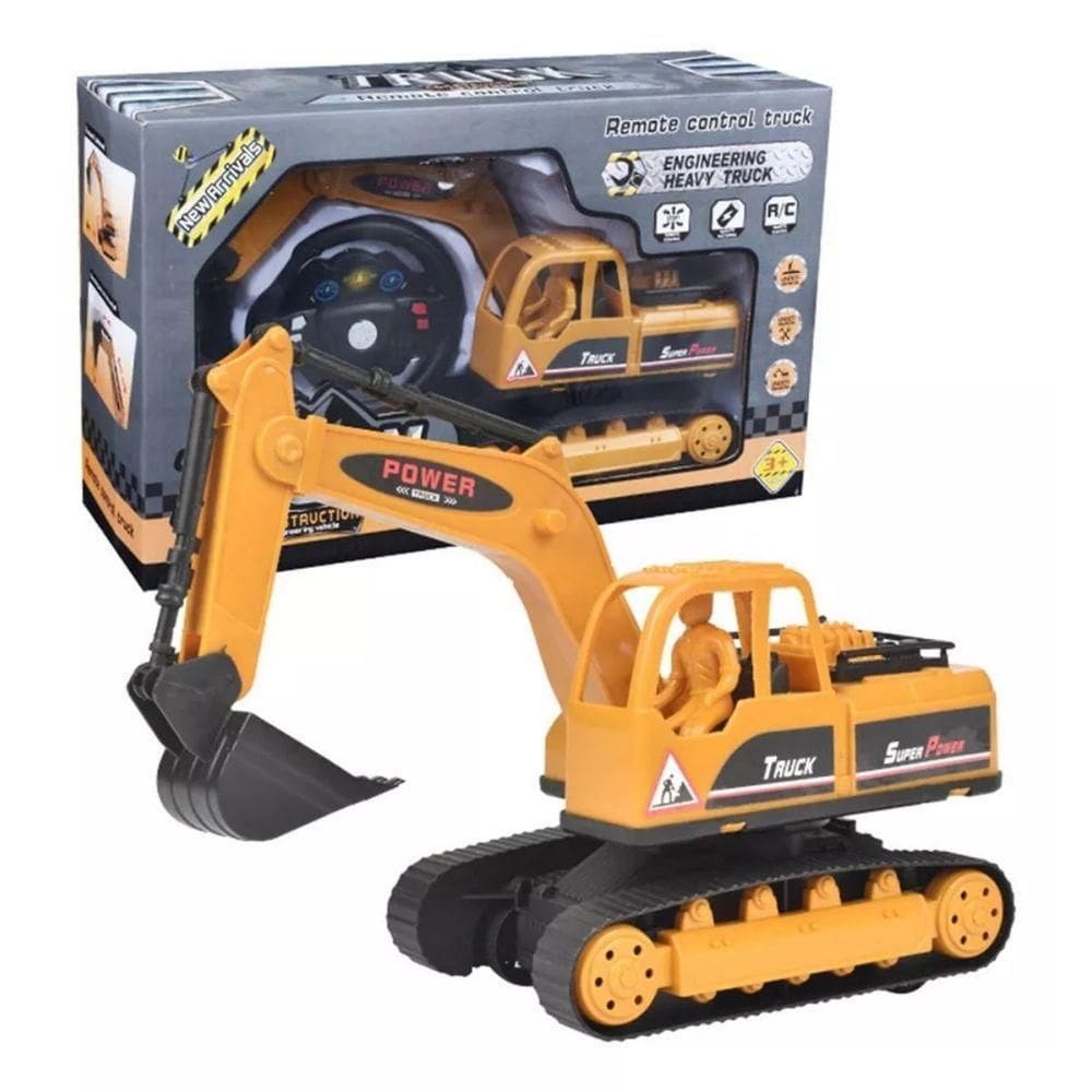 Brinquedo Trator Truck Retroescavadeira Com Controle Remoto