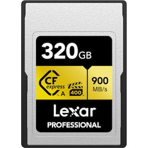 Cartão Memória Lexar 320GB CFexpress Type A Gold 900 MB/s PCIe 3.0 Profissional
